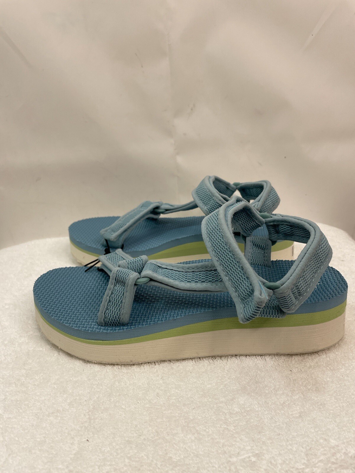 Time and Tru Women's Blue Hook & Loop Platform Nature Sandal