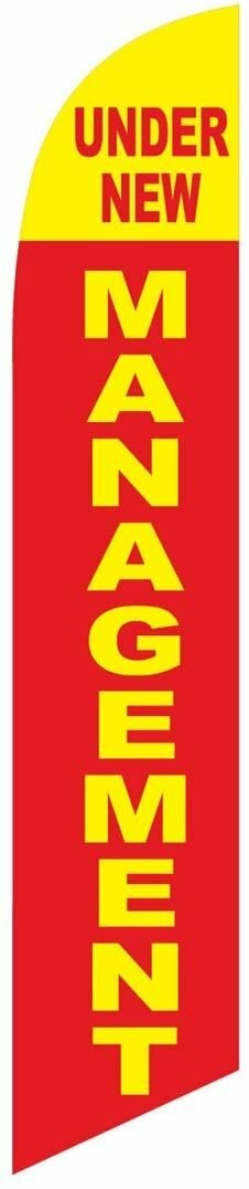 Under New Management Feather Banner Swooper Flag -No Wind Required-...