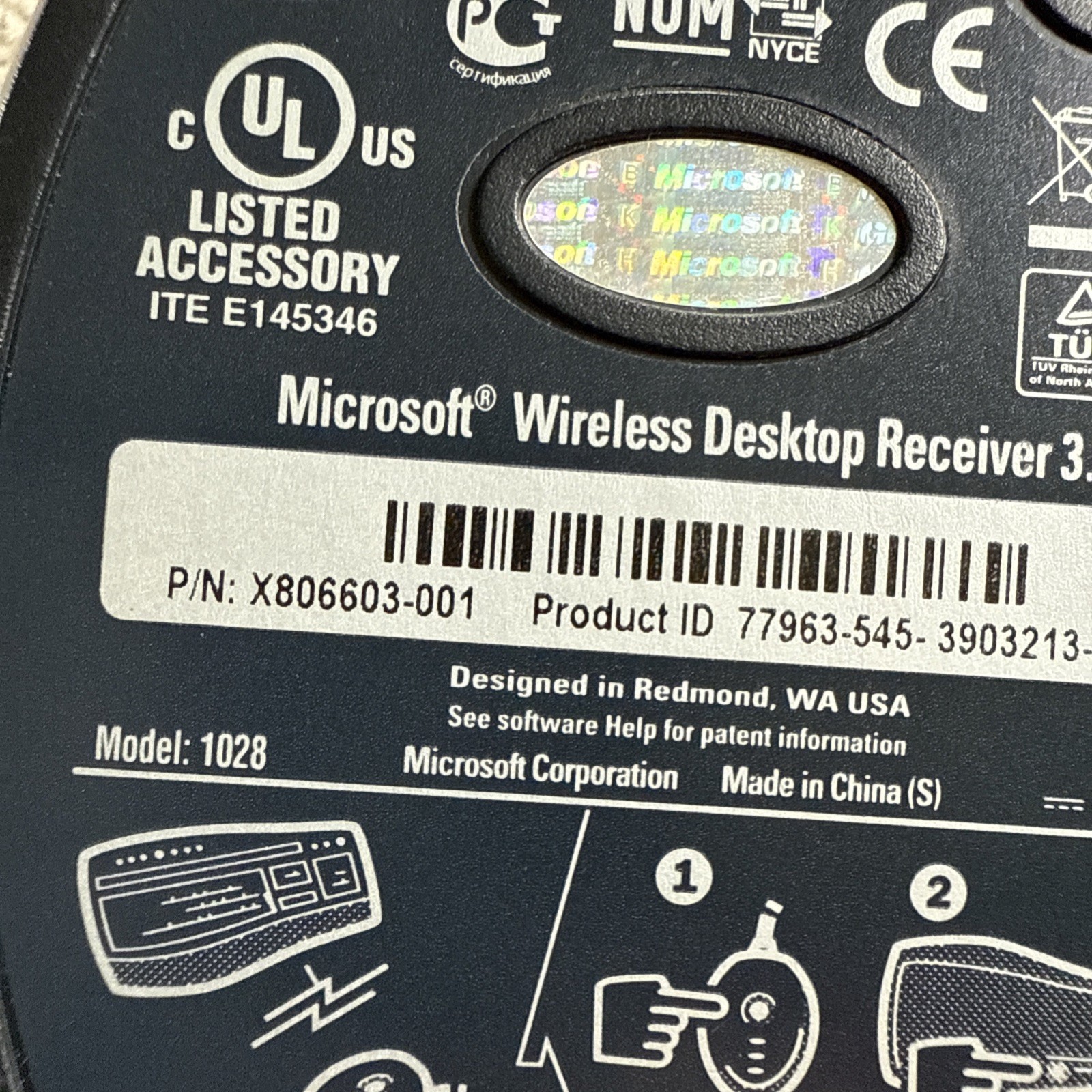 Microsoft Wireless Optical Desktop Receiver 3.1 Model 1028 Replacement