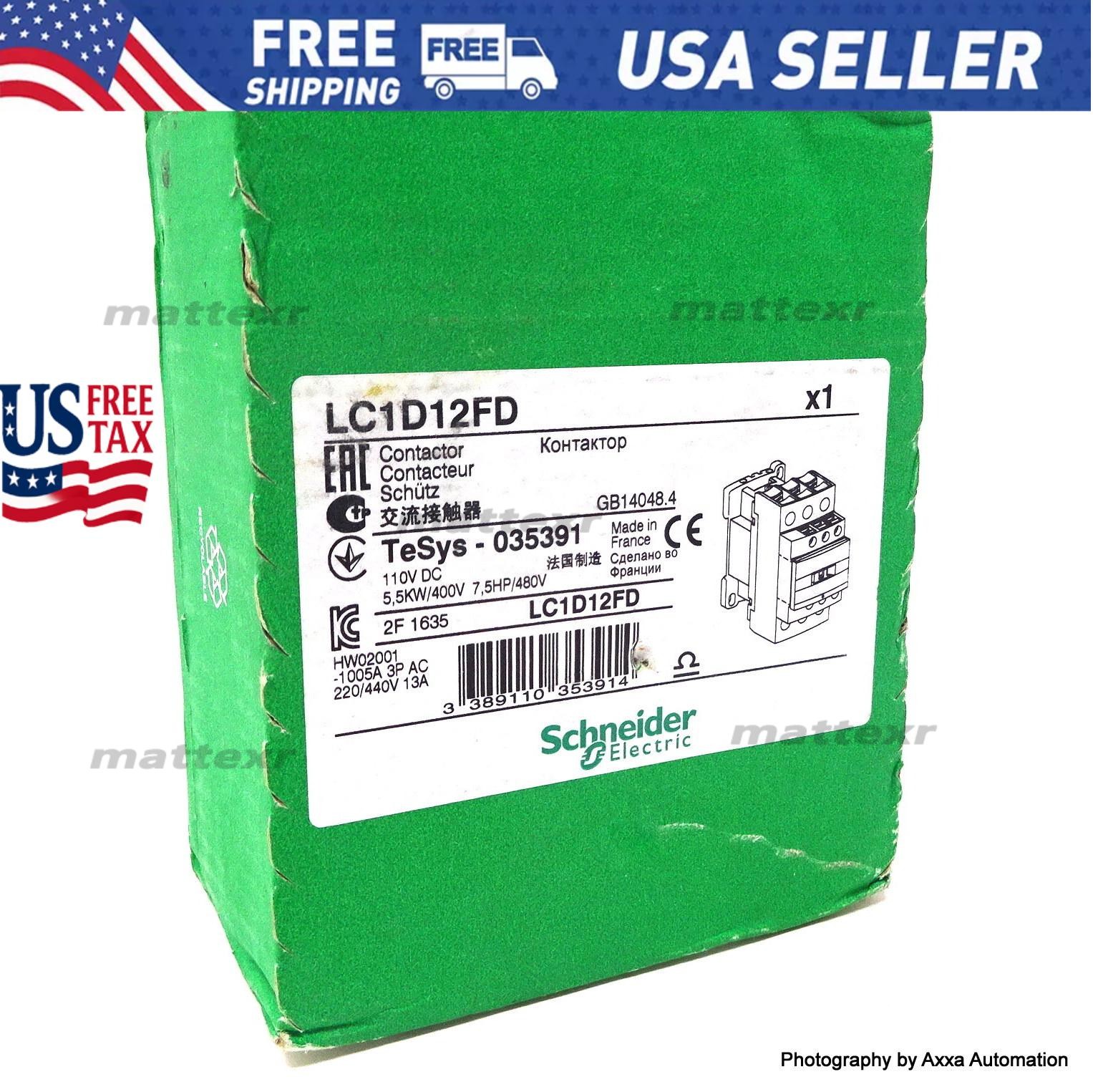 NEW Contactor LC1D12FD Schneider 5.5kW 110VDC 035391 LC1-D12FD US Free TAX