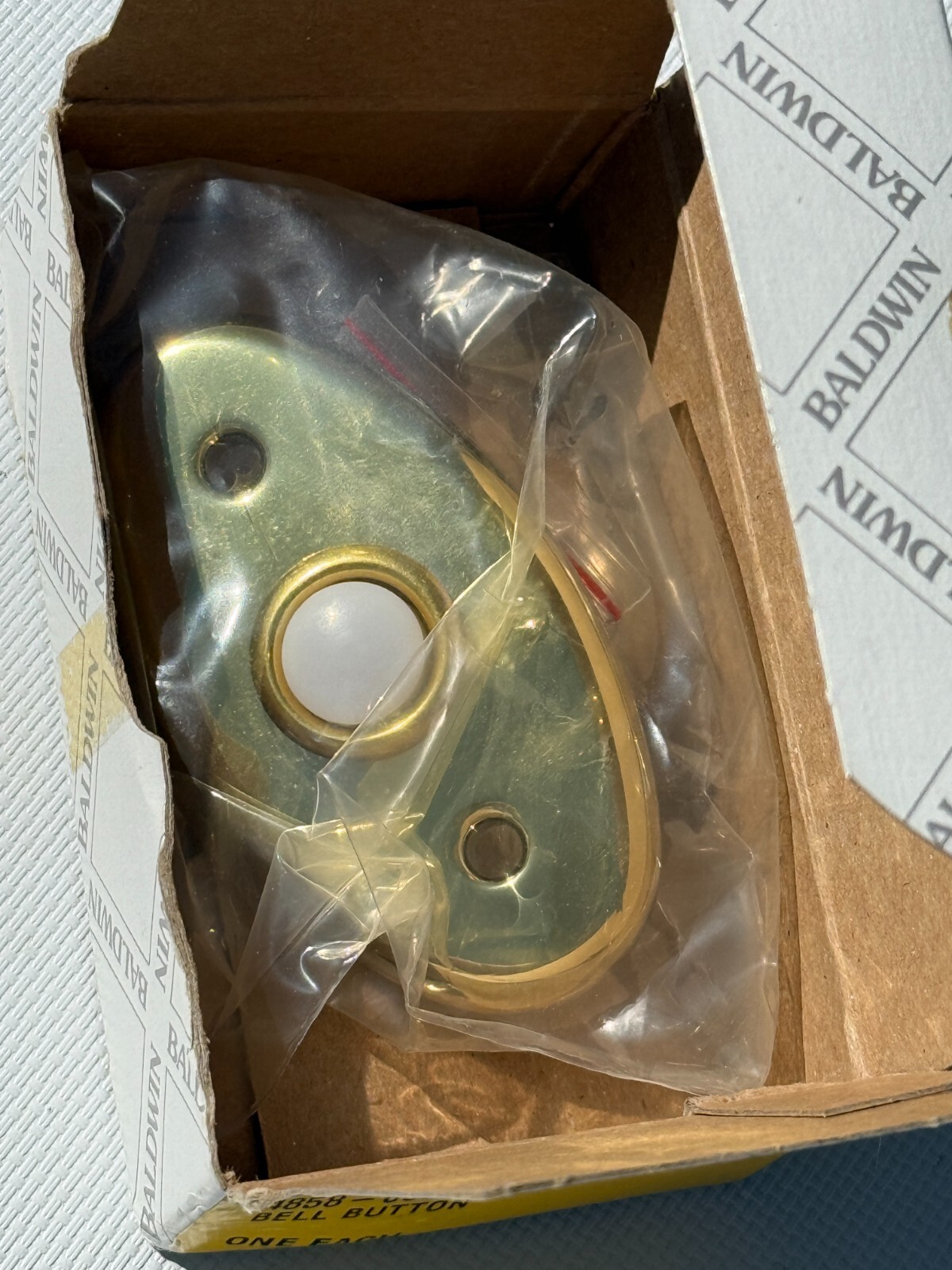 New! Sealed! Genuine Baldwin 4858 Doorbell Button Polished Lifetime Brass
