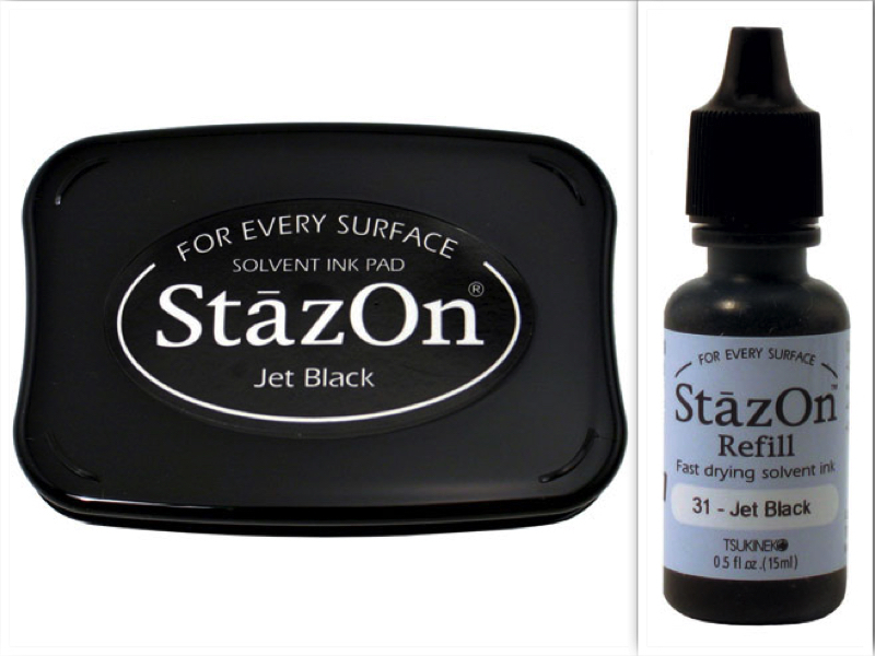 NEW Tsukineko Archival StazOn JET BLACK Ink Stamp Pad + Re-Inker BUNDLE Set
