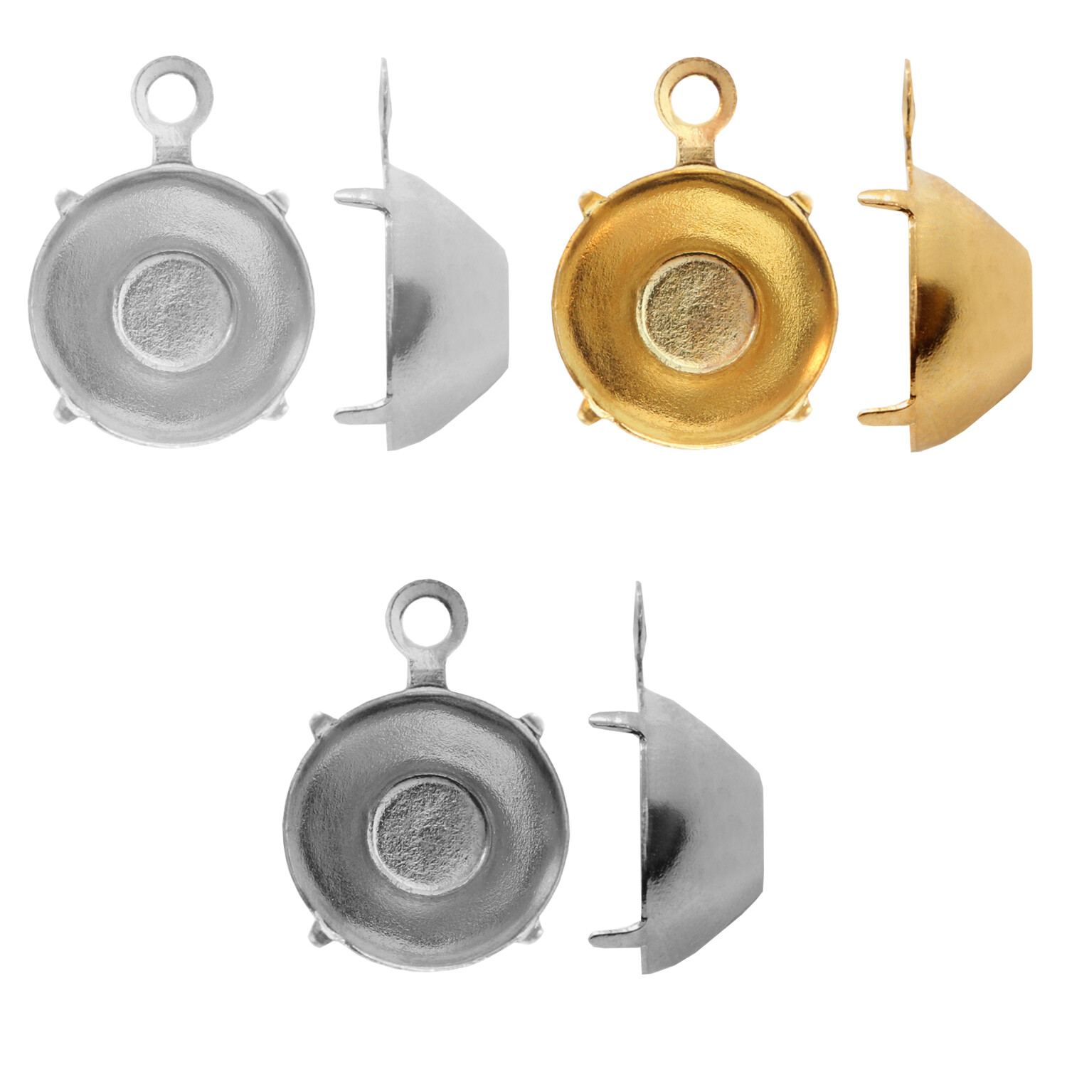 Brass Bail/Base for Chaton Shape Round Crystals * Many Sizes & Platings