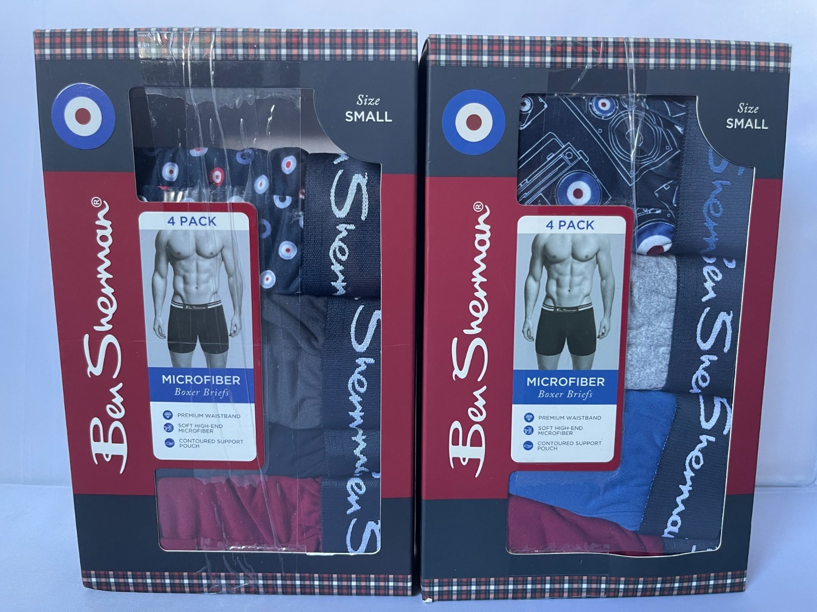 BEN SHERMAN MEN'S MICROFIBER BOXER BRIEF UNDERWEAR 4 PACK SMALL NWT