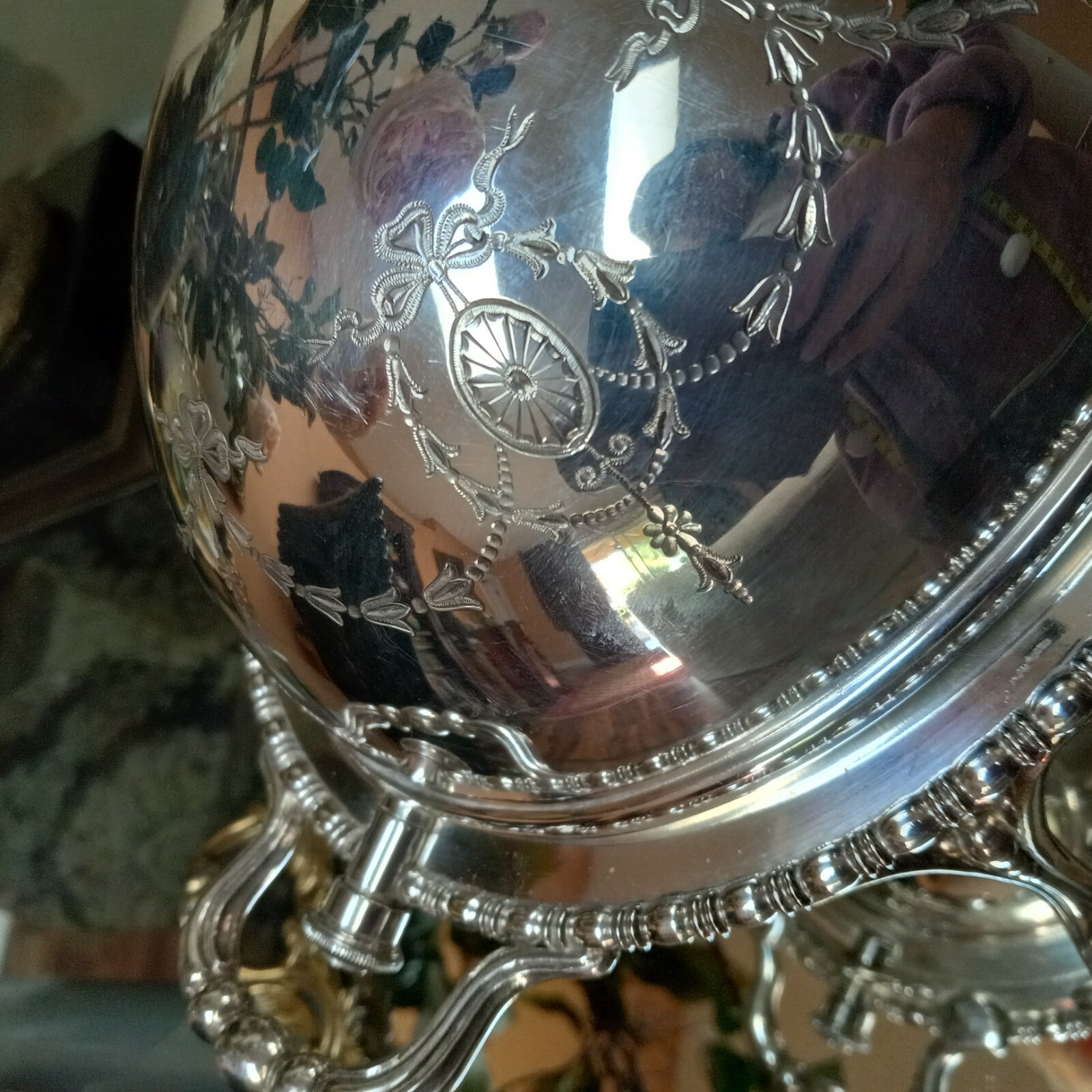 antique Silver Plate Serving Dish/Spoon
