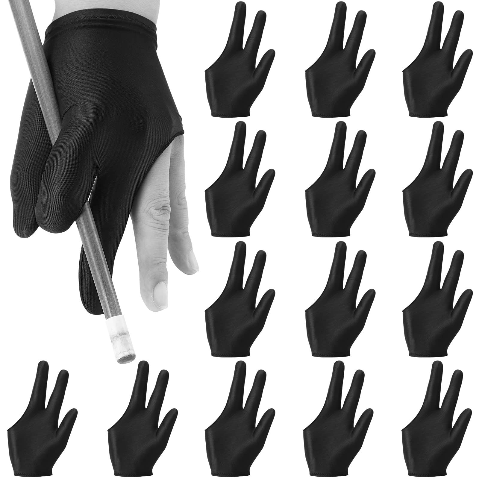 Breathable Billiards Pool 3 Fingers Cue Gloves for Women & Men Left, Right Hand