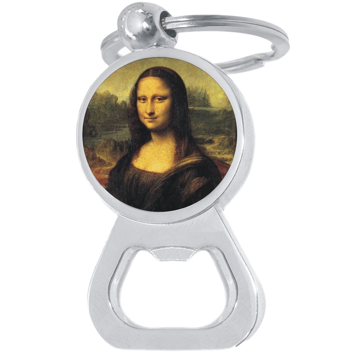 Mona Lisa Bottle Opener Keychain - Metal Beer Bar Tool Key Ring