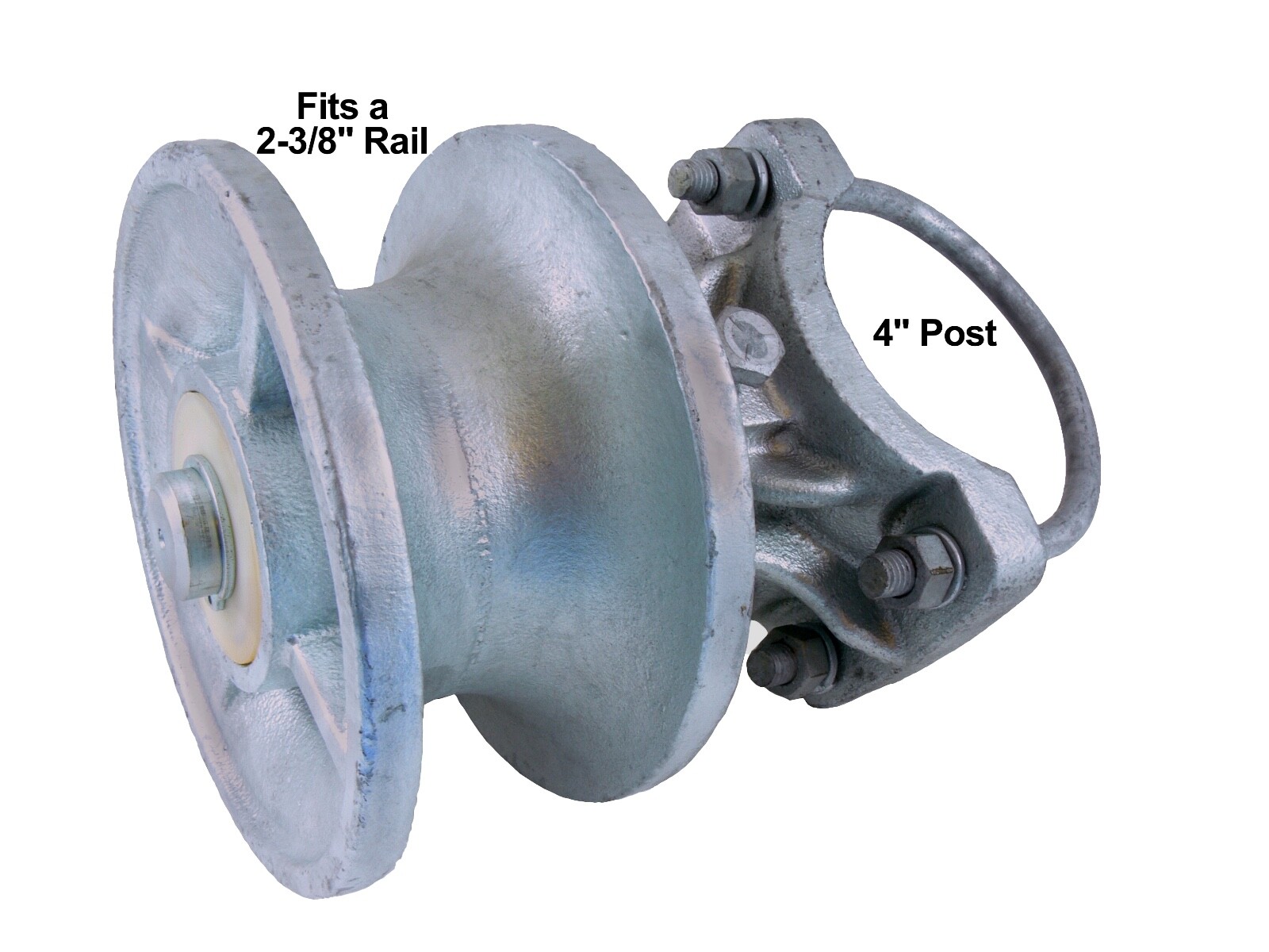 (1) CANTILEVERED GATE ROLLER: Hardware for 4" posts & 2-3/8"(2-1/2") Gate Frame