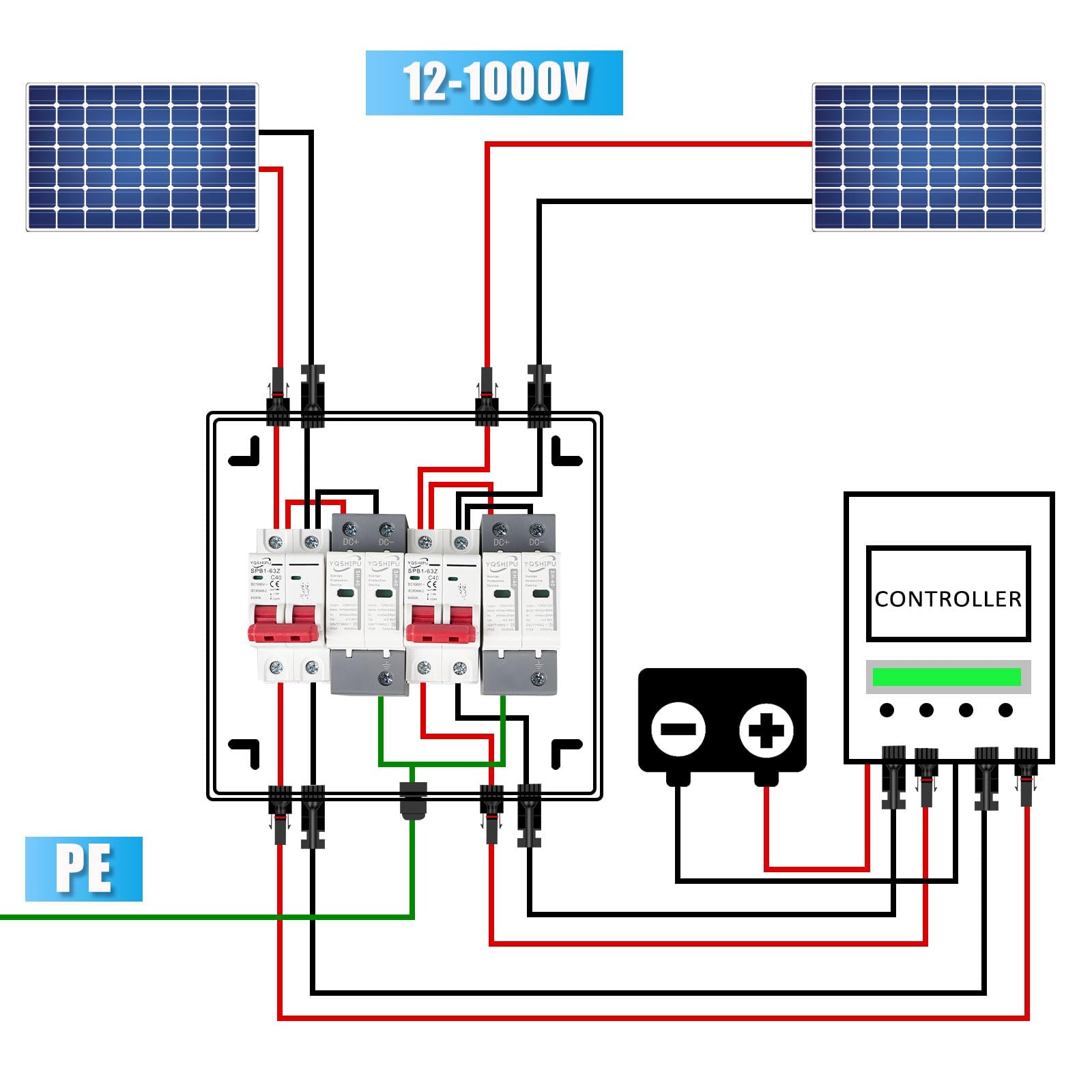 Lytesolar 2 String 1000V Pv Combiner 2 In 2 Out Dual String 63A Dc Circuit