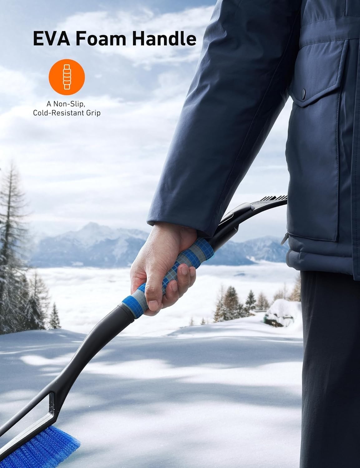 27" Snow Brush and Ice Scraper in Blue