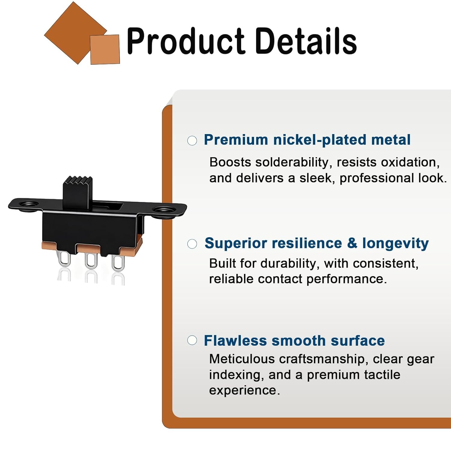 100PCS 3mm High Knob Vertical Micro Mini Slide Switch SPDT 3 Pin 2 Position