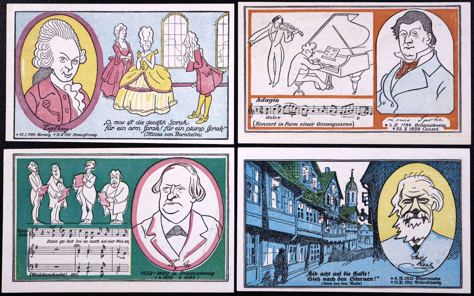 BRAUNSCHWEIG 1921 "Authors & Composers" Lessing Spohr Abt Raabe Complete Notgeld