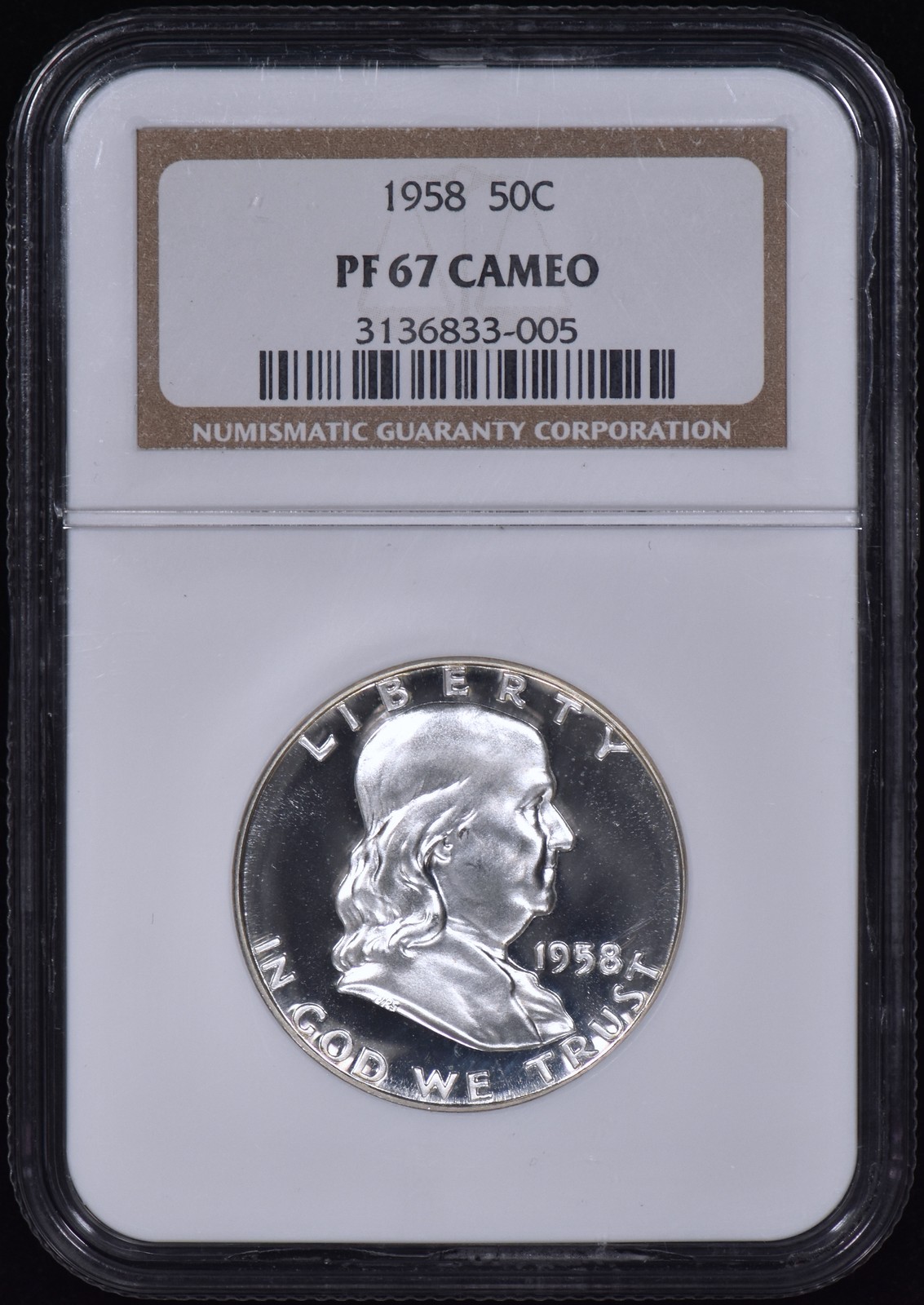 1958 Proof Franklin Half Dollar 50c NGC PF67 Cameo (PR67CAM)