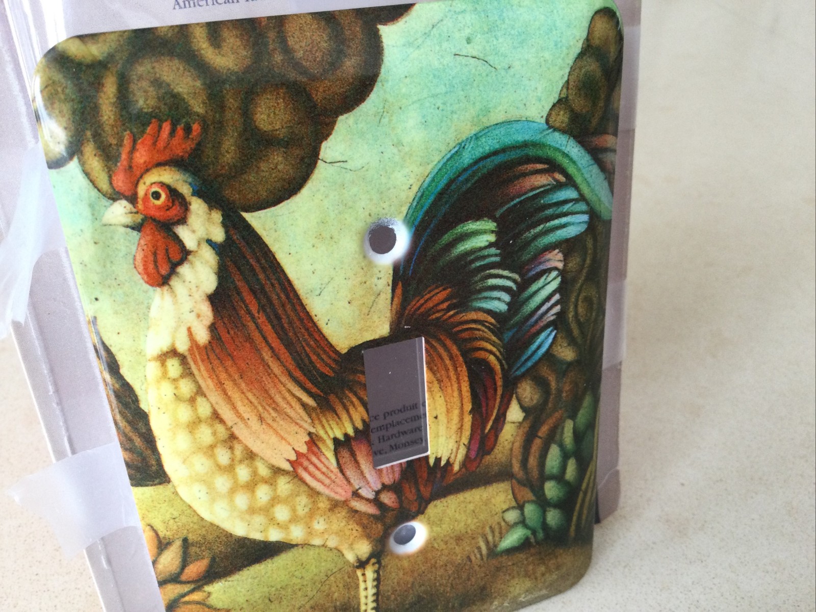 Deco Style Durable Metal Wall plate. Rooster.