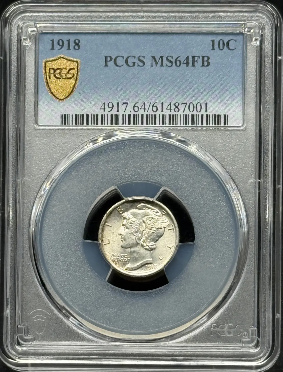 1918 Mercury Dime PCGS MS-64 FB