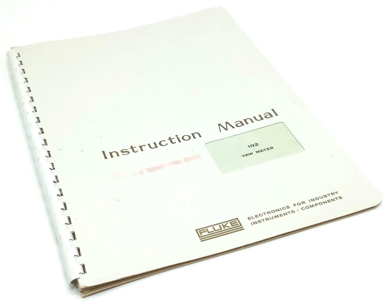 Fluke Model 102 Vaw Meter Instruction Manual