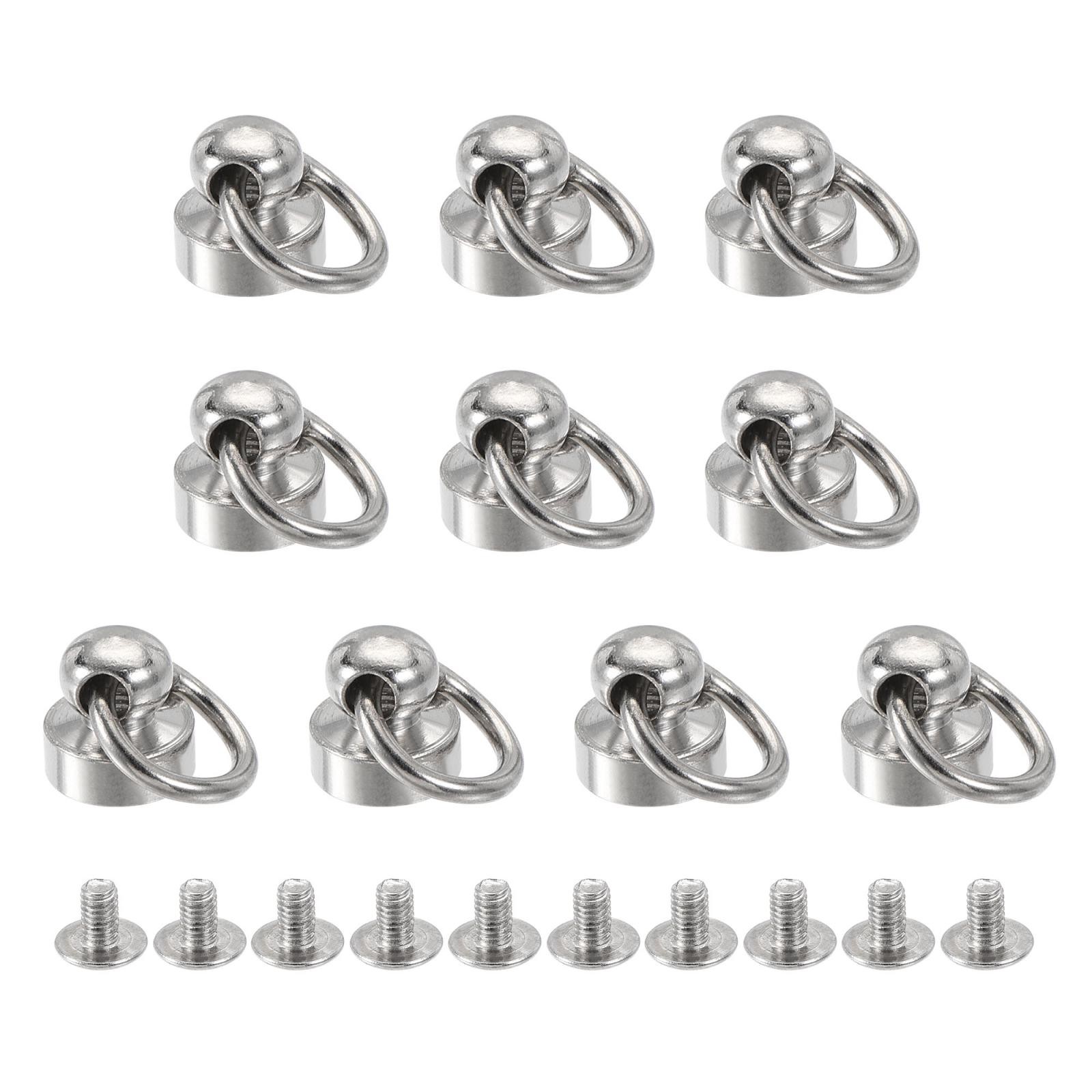 8x8mm Tear Ring Rivets Round Studs Brass Silver Head 10pcs