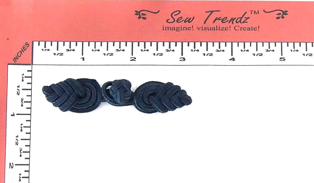 Chinese Frogs Button Closures Hook & Eye Fastener - Sewing #FG157, Navy Blue
