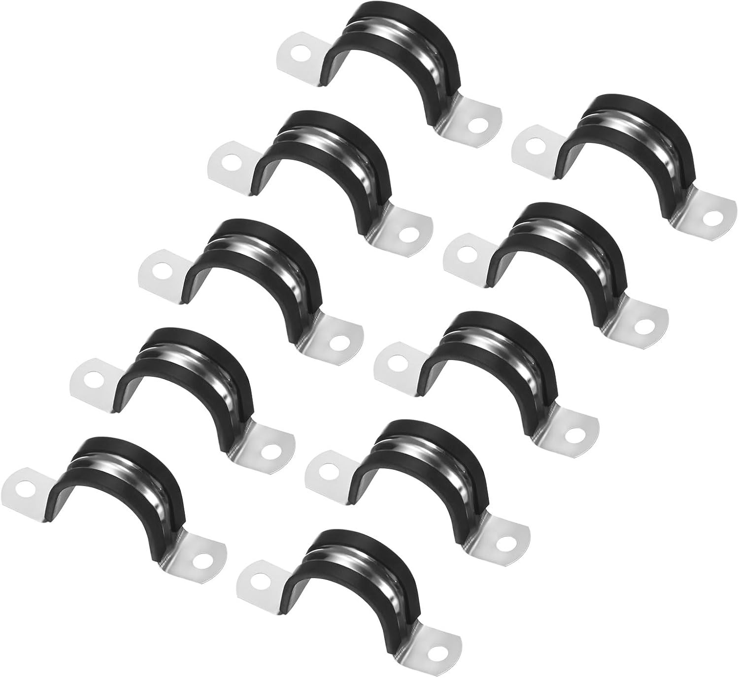 M METERXITY 10-Pack Cable Clamps, 1 Inch/ 25 Mm 304 Stainless Steel Rubber Cushi