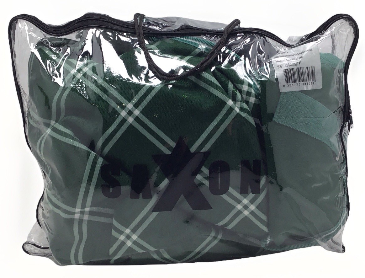 Saxon Defiant Standard Neck Turnout Horse Blanket Hunter Green Plaid 78''