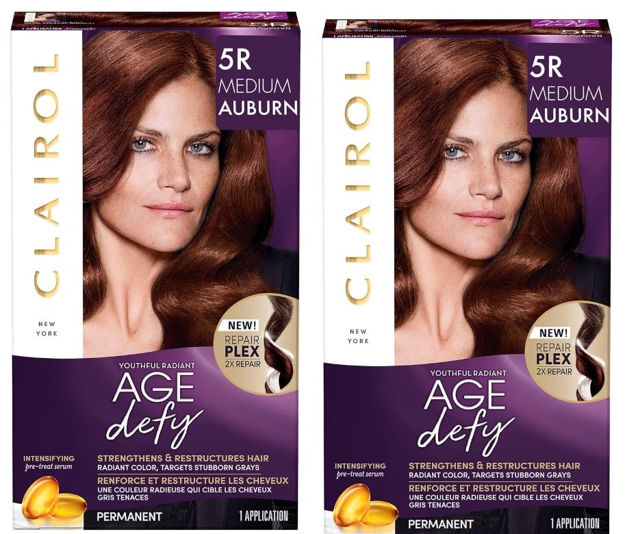 (Pack 2) Clairol Age Defy Luminous Permanent Hair Color #5R Medium Auburn