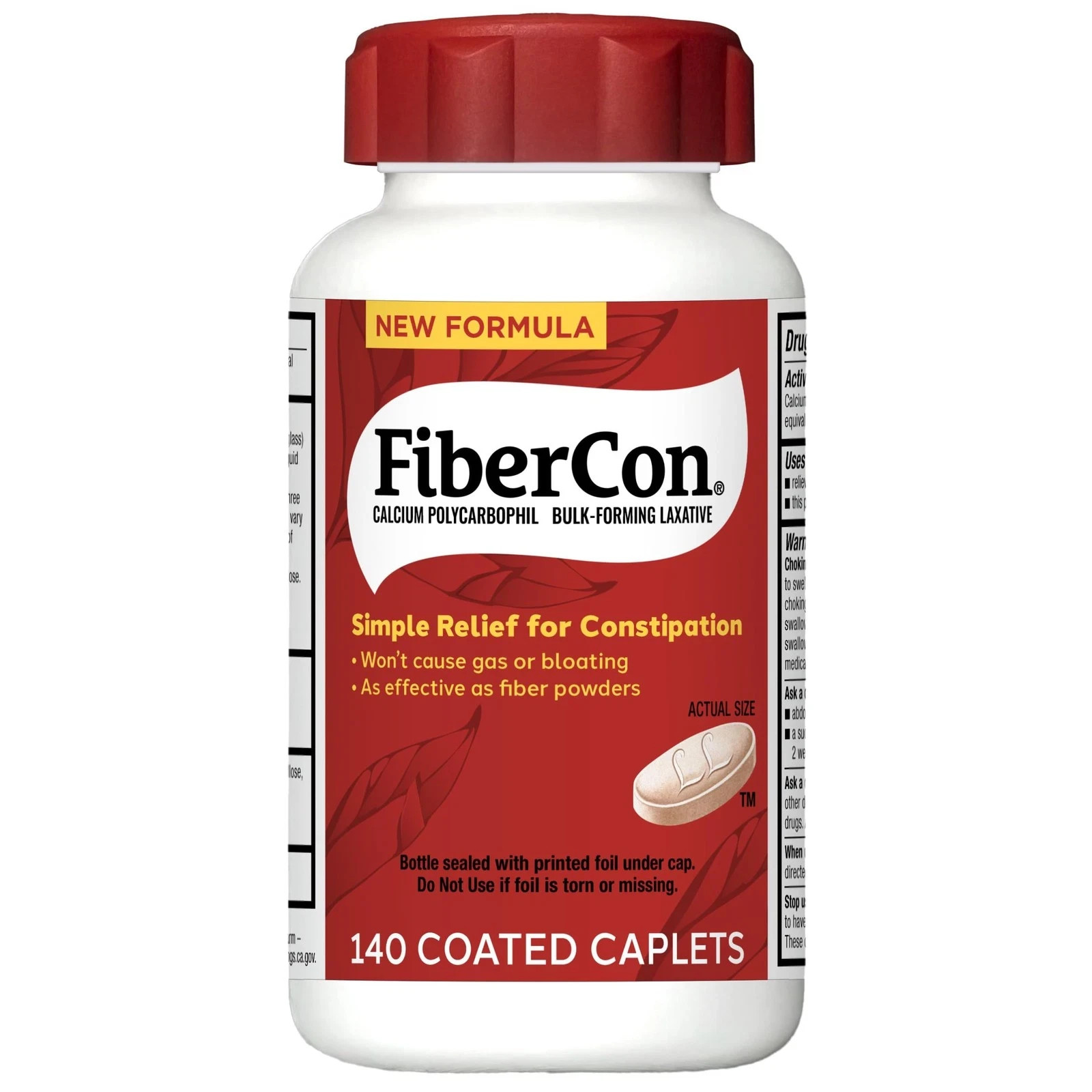 FiberCon Fiber Therapy Coated Caplets, Safe, Simple  Comfortable Insoluble