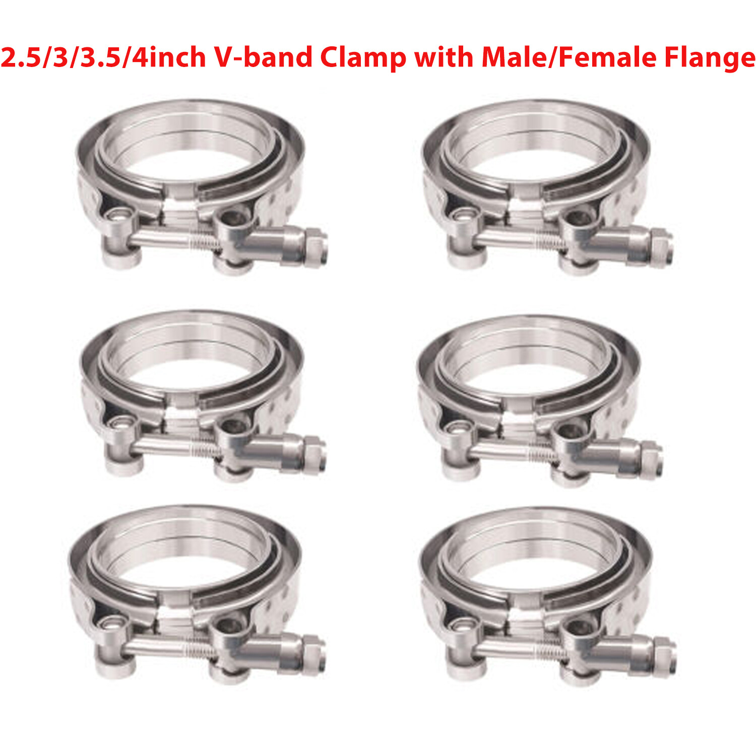 4/8X 2.5/3/3.5" V-band Clamp stainless steel Flange Male-Female for Exhaust Pipe