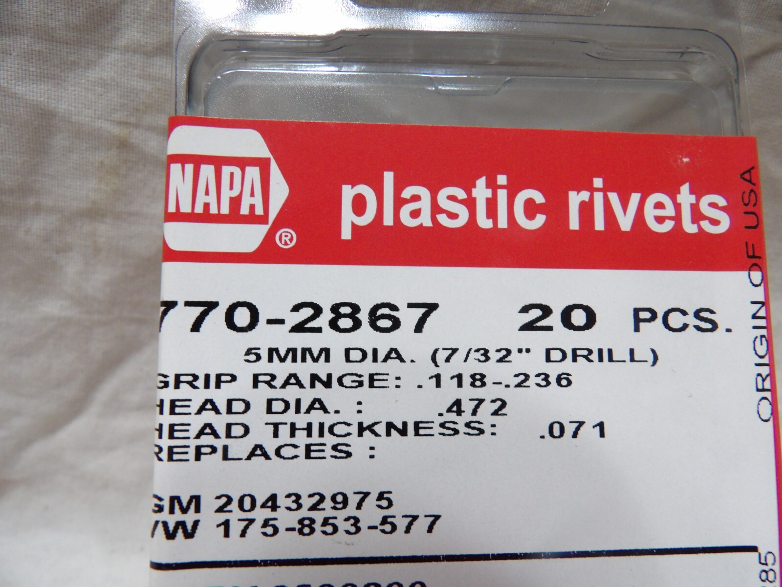 Plastic Rivets 770-2867 (Pack of 20)