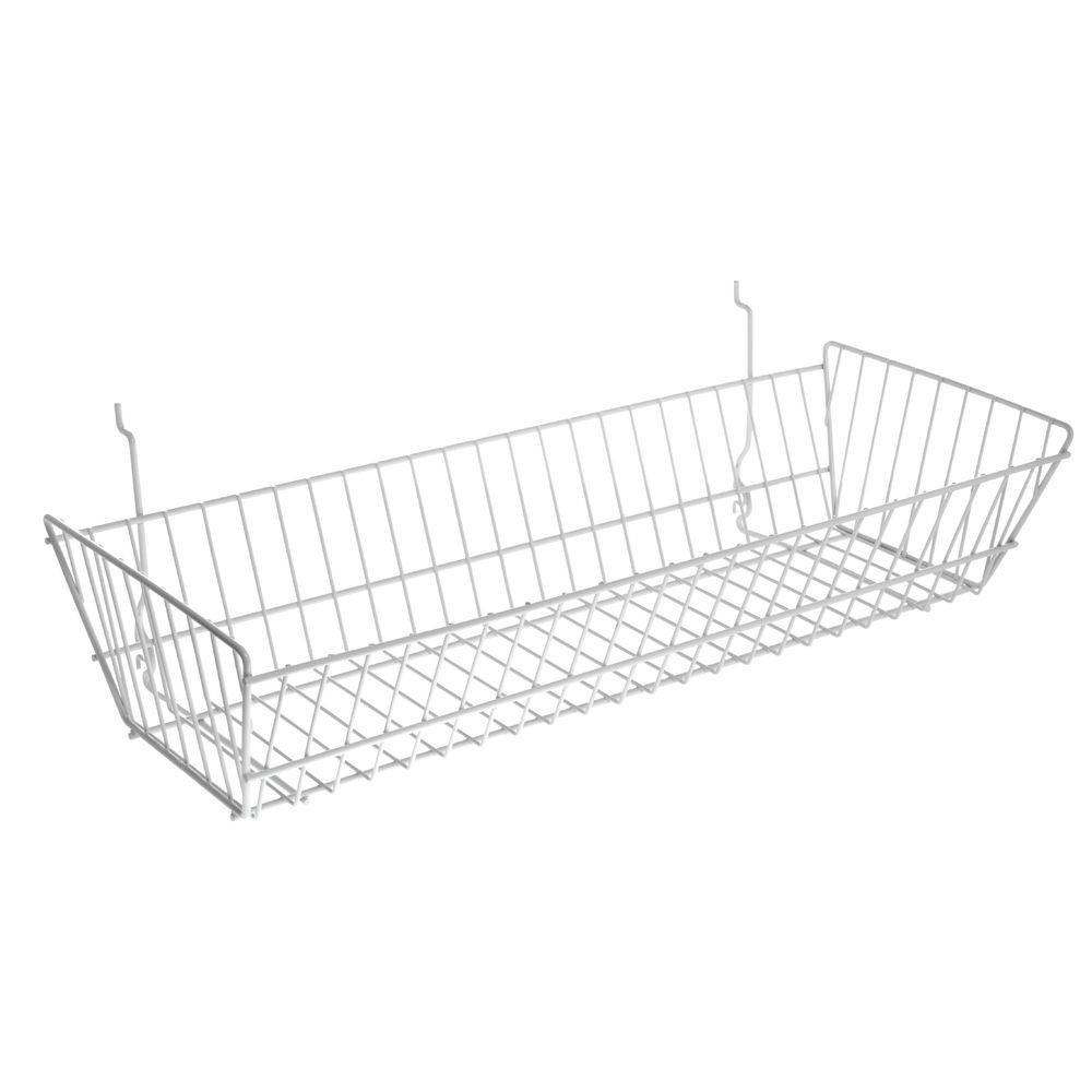 White Slat Grid Peg Basket 24W x 10D x 5H