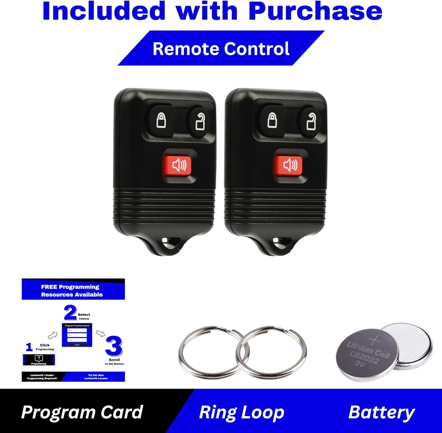 3-Button Replacement Key Fob Keyless Entry Remote, Fits F150 Color: 3-BTN x 2
