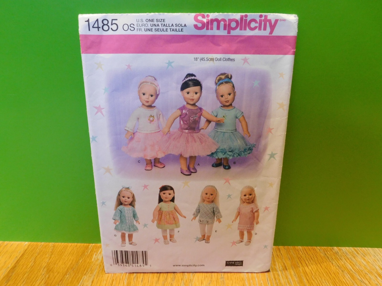 Simplicity Doll Clothes Pattern 1485 OS - Uncut Factory Fold