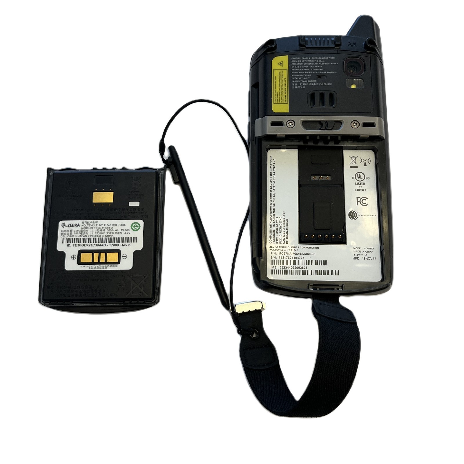 MOTOROLA ZEBRA TECHNOLOGY MC67NA HANDHELD IMAGE BARCODE SCANNER MOBILE COMPUTER