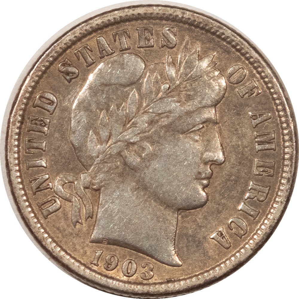 1903-O BARBER DIME - HIGH GRADE EXAMPLE! OLD CLEANING, BUT TOUGH!