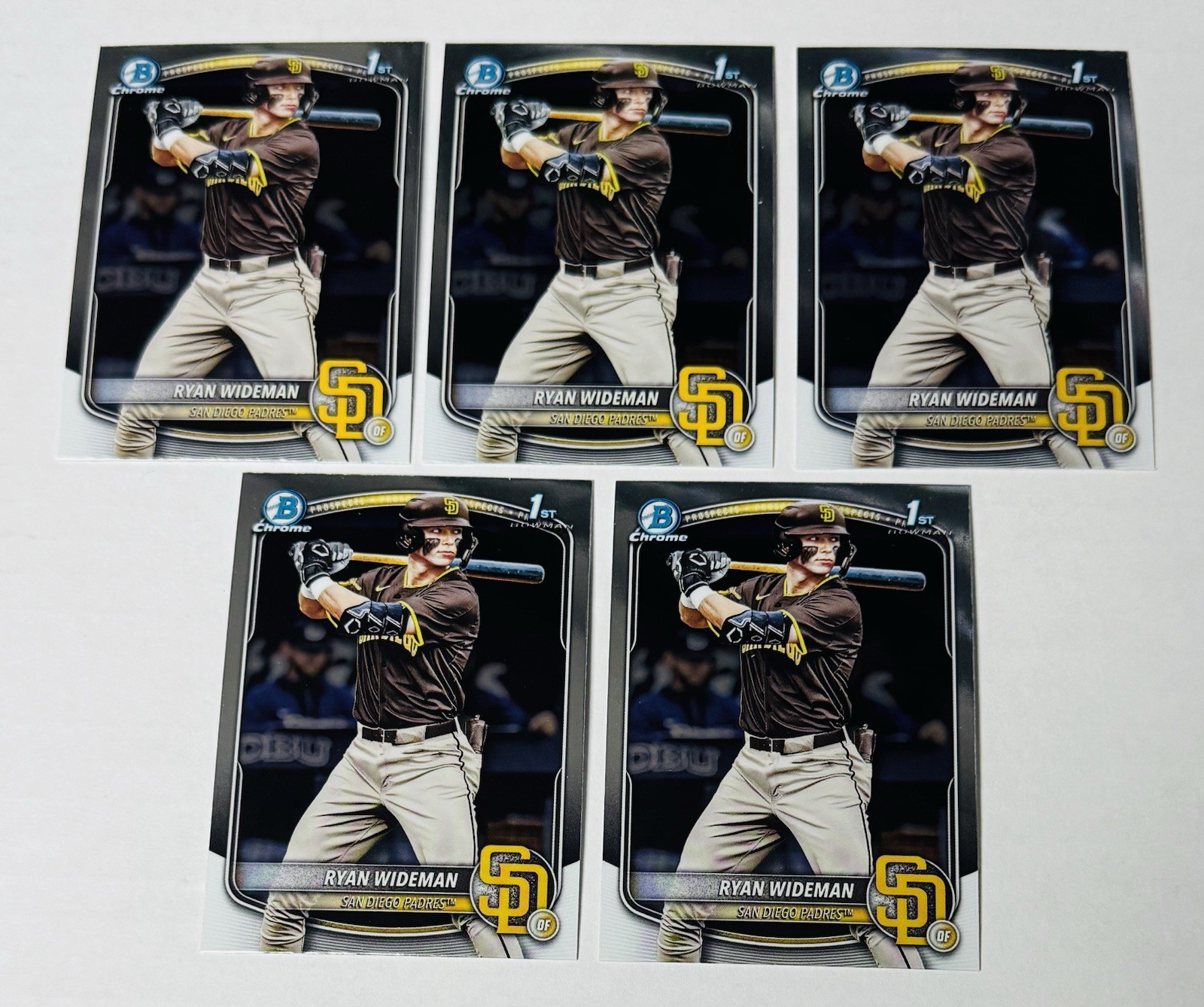 Ryan Wideman 1st 2025 Bowman Chrome Draft #BDC-190 San Diego Padres Lot Of 5