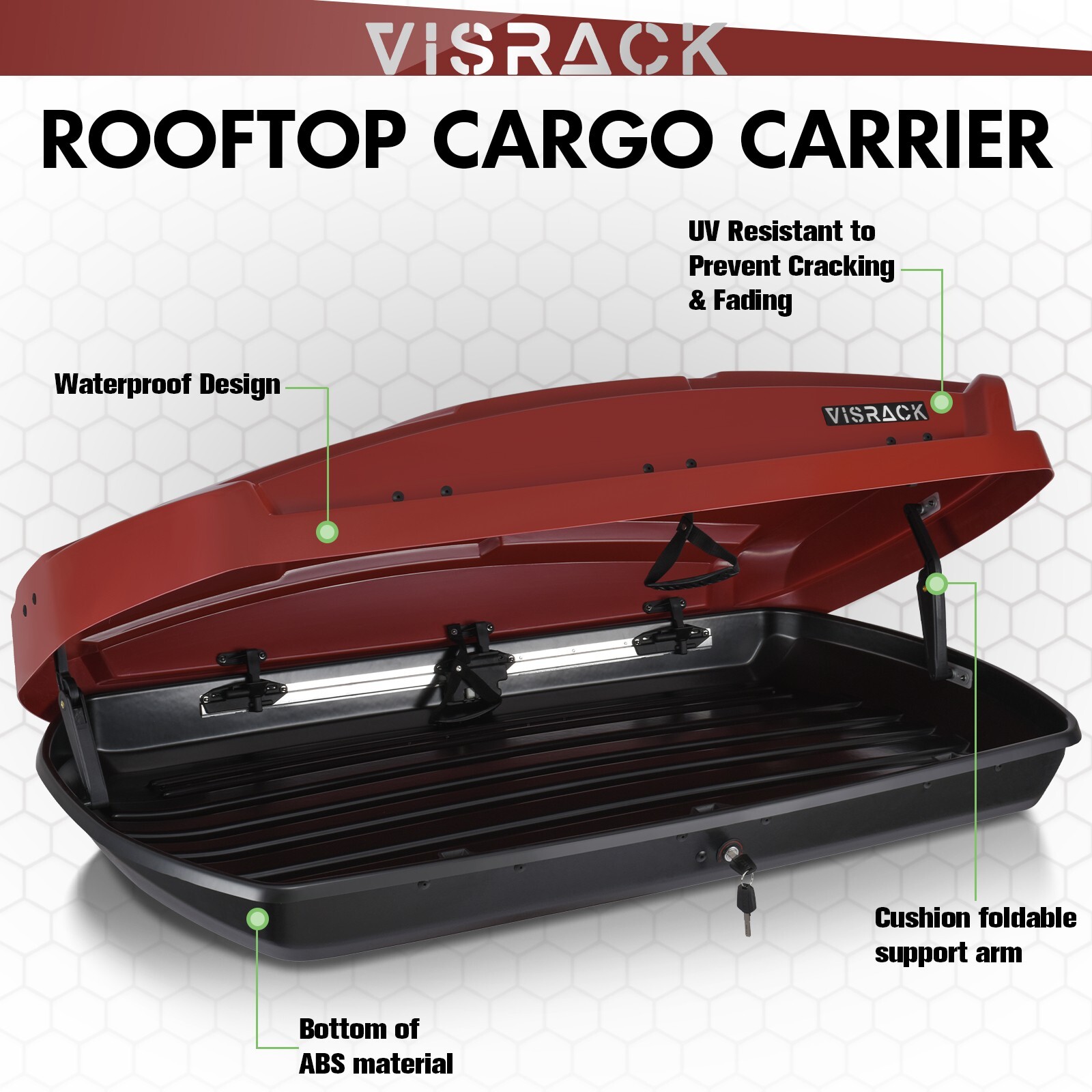 15 Cubic Feet Car Top Cargo Carrier Vehicle Roof Mount Luggage Storage Box