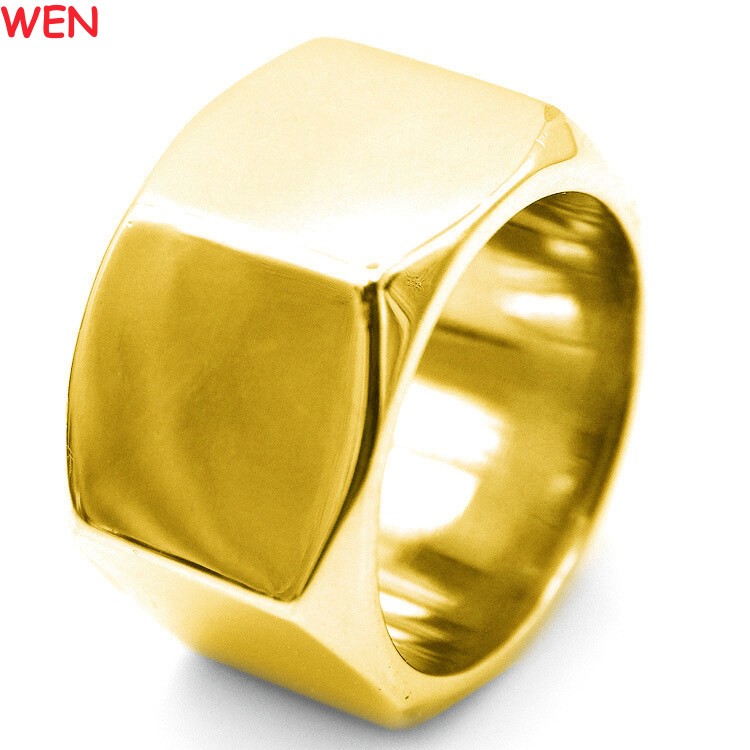 13MM Gold Plated Polished Titanium Men's Big Nut Shape Wedding Ring HipHop Punk