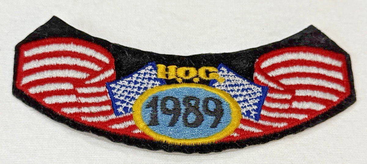 Vintage HARLEY DAVIDSON OWNERS GROUP HOG H.O.G. 1989 Vest Jacket Patch