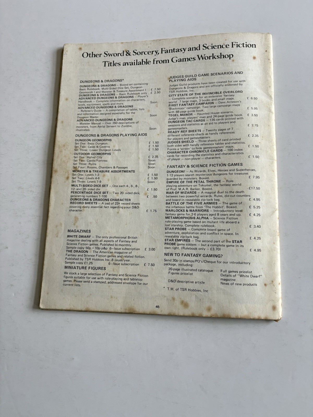 Dungeons and Dragons Rules UK Print TSR 1977