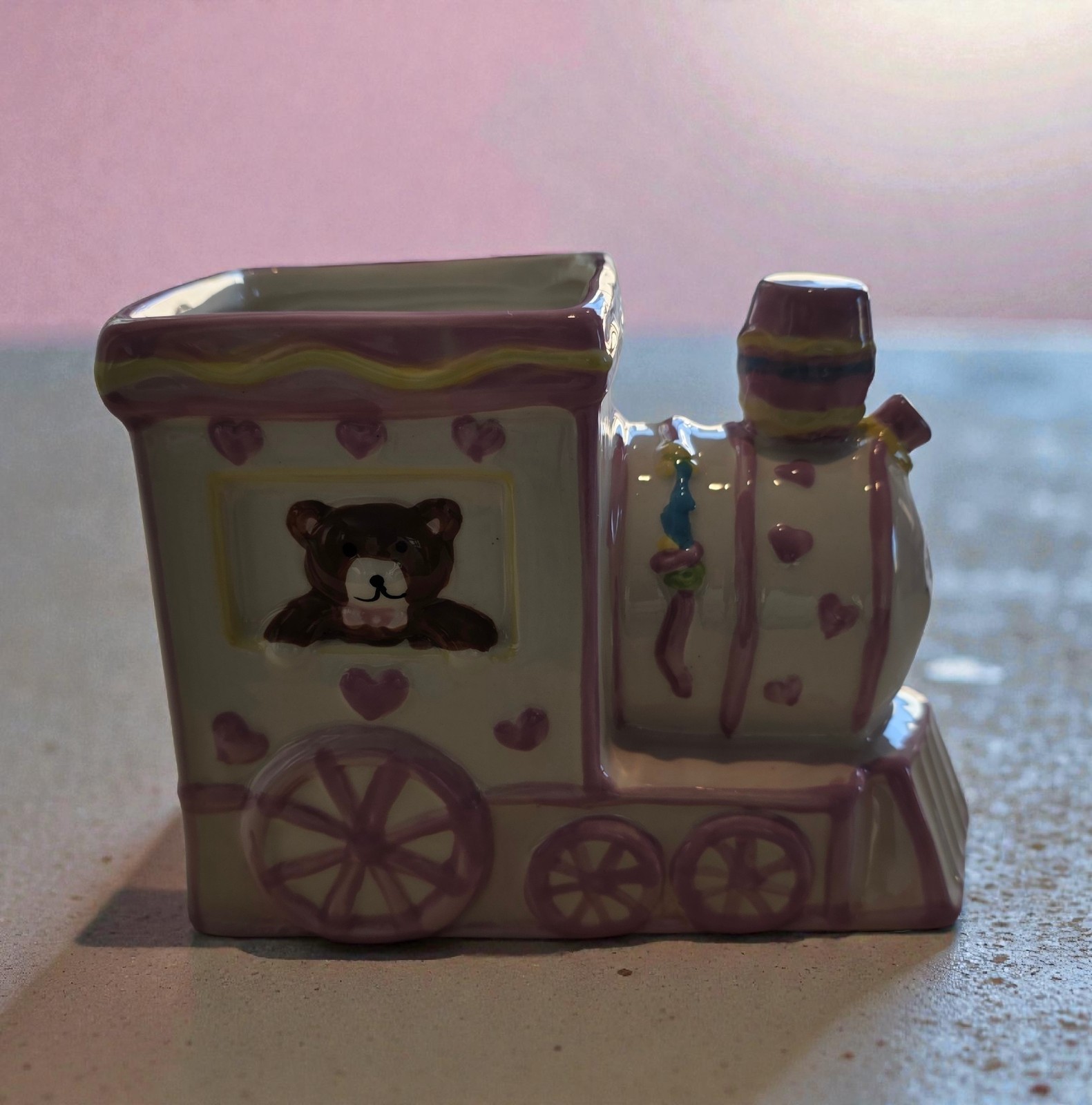 Ceramic Baby Train Planter Vase Decor