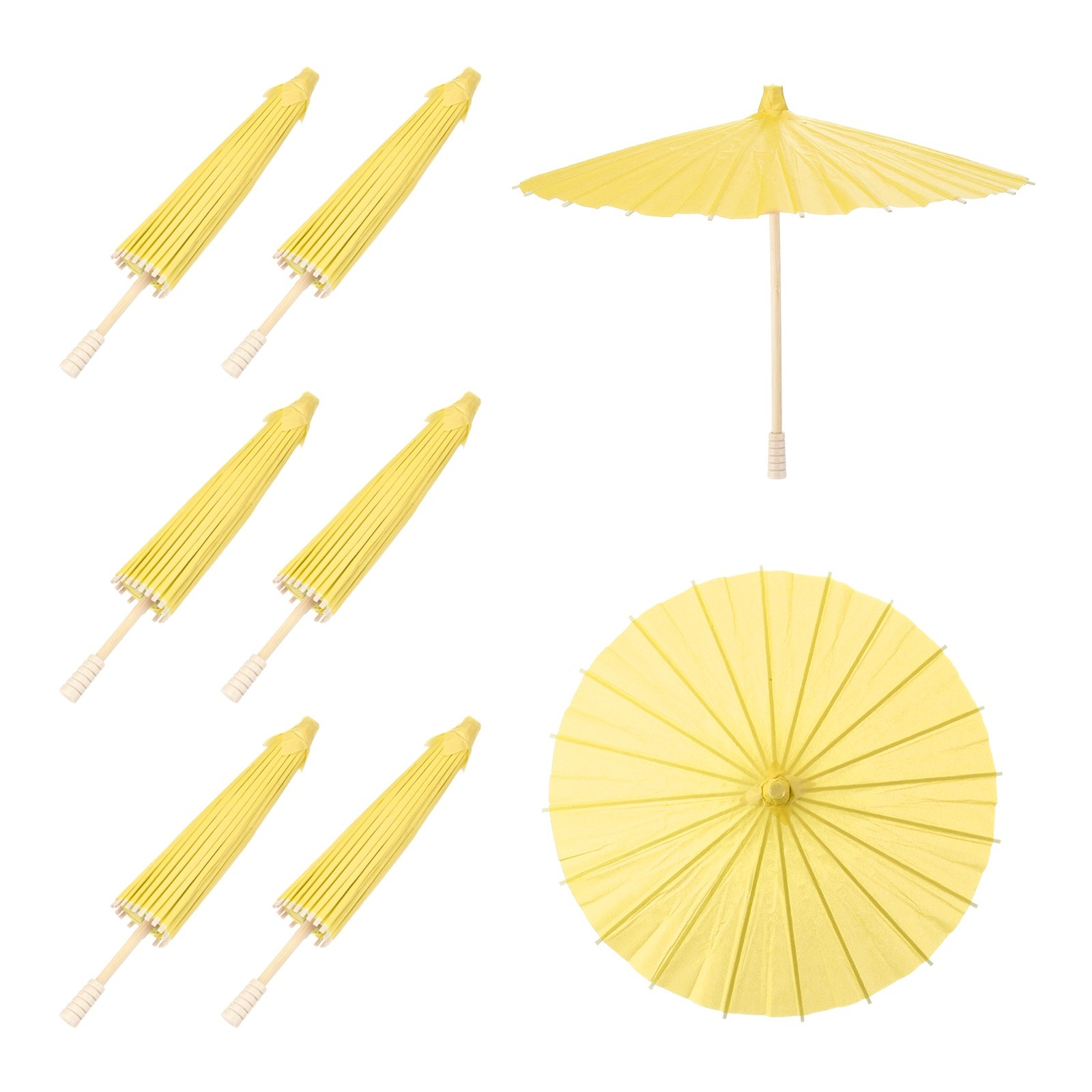 6Pcs Paper Umbrellas 12" Paper Parasol Umbrella for Craft Yellow