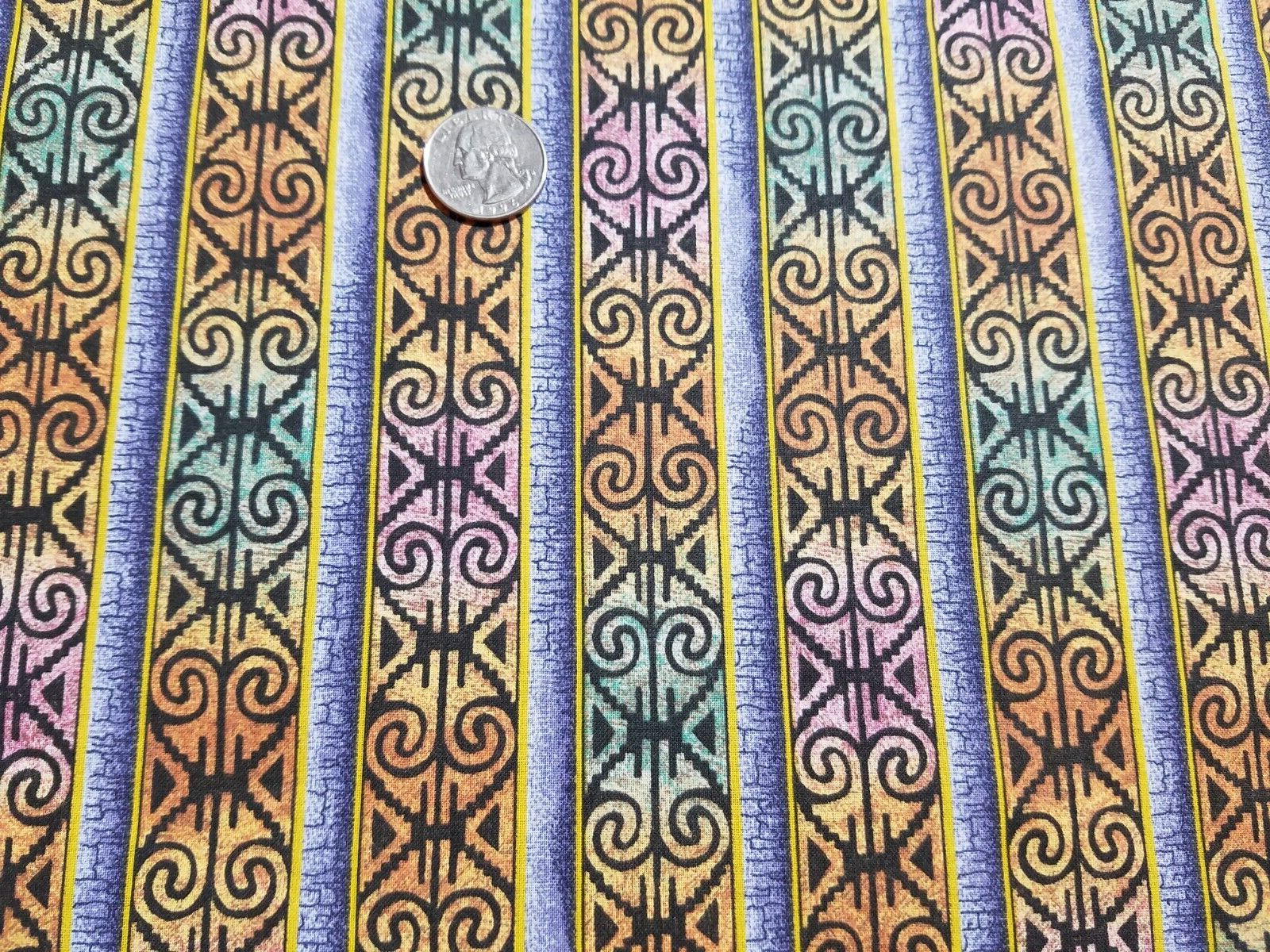 VTG~Native American~Five Cent Peace Fabric~BTY~2005 David Behrens~NEW
