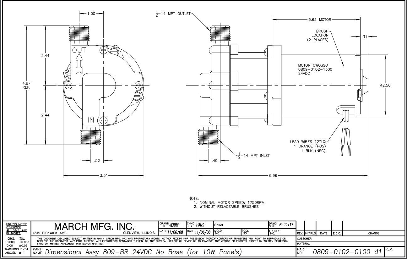 March Pump 809 BR 24vdc 0809-0102-0100