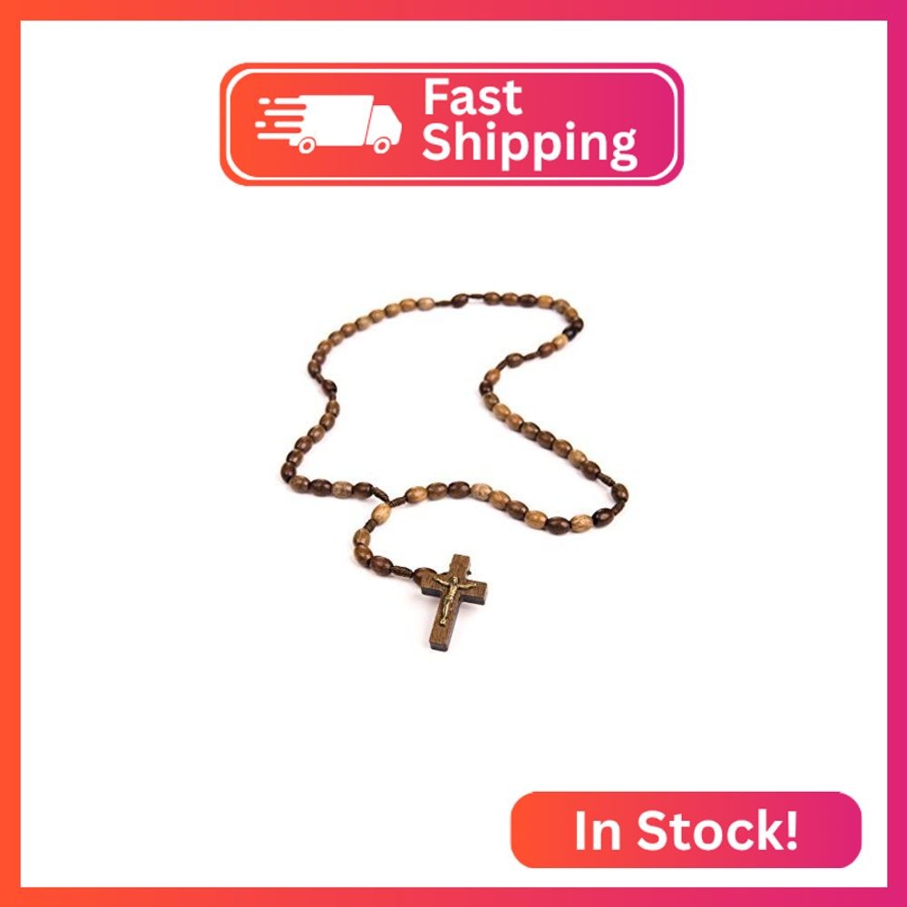 Intercession First Wood Rosary - Made in Brazil (Walnut - 6/8mm Beads
