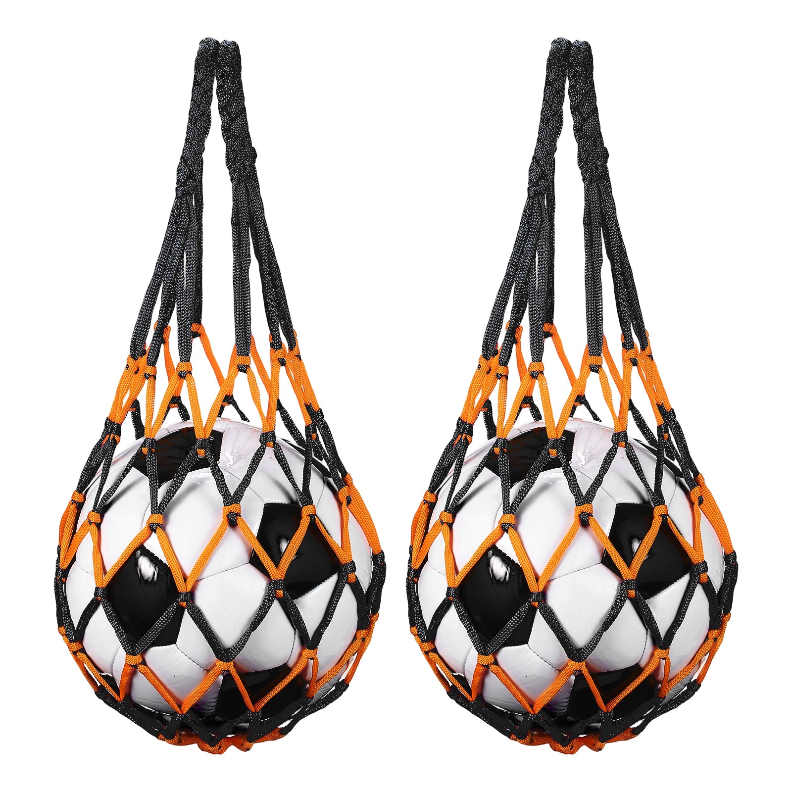2 Pcs Basketball Net Bags, Nylon Soccer Ball Holder, Yellow/Black