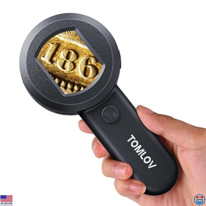 TOMLOV P10 Handheld Microscope - 100X Coin Magnifier with Light & 2" Screen