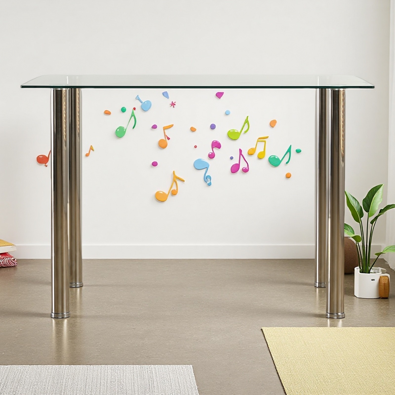 Glass Dining Table - 4 Seater Tempered Clear Glass 43.3" Rectangle Kitchen Desk
