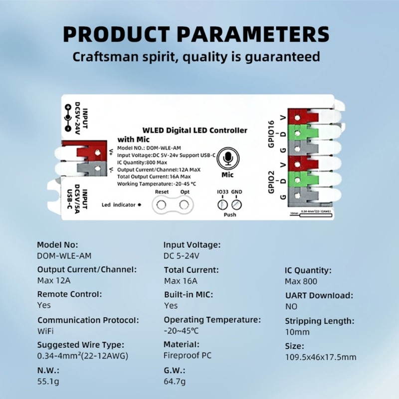 WLED Firmware Controllers Multiple Control Option Low Waiting Power Design