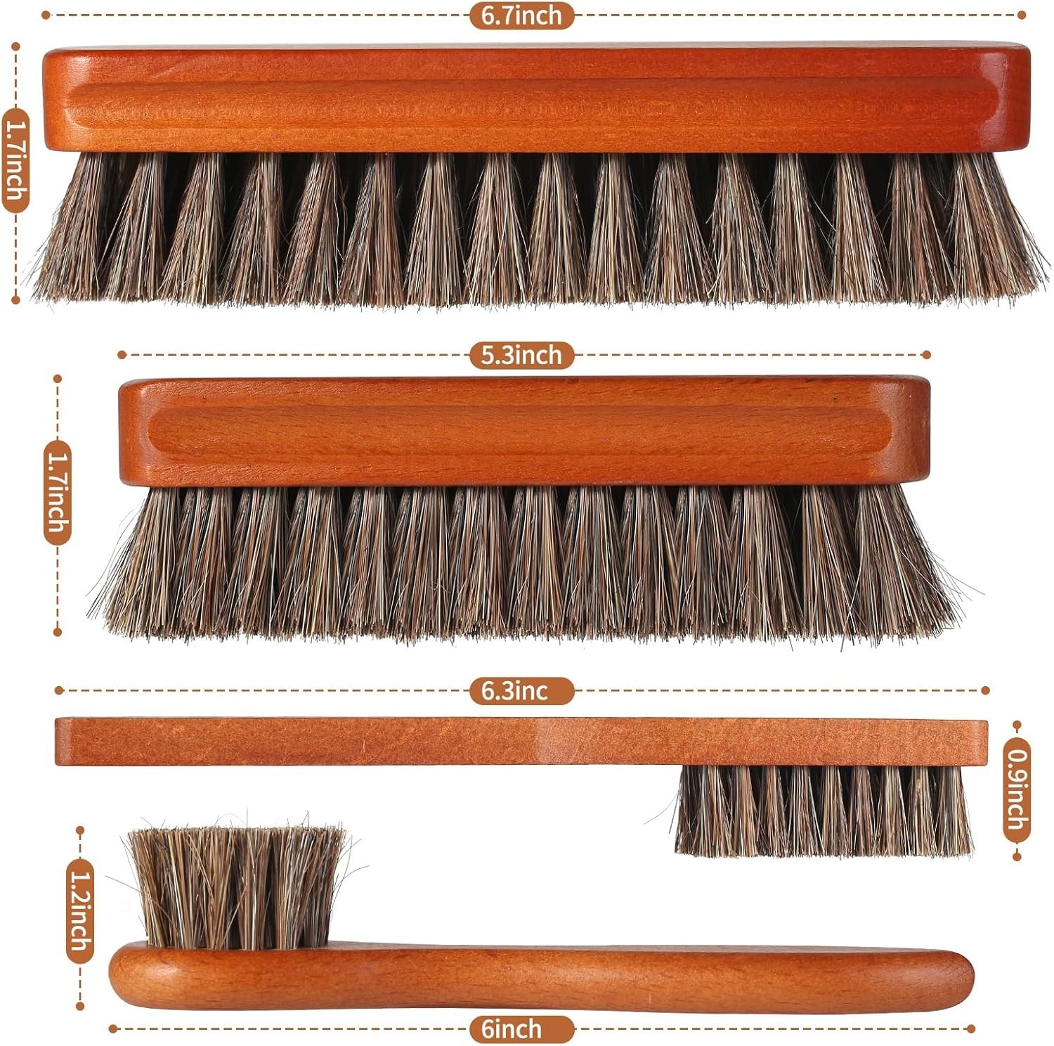 Professional Leather Shoe Brush Set - 4 Durable Brushes for Flawless Shine