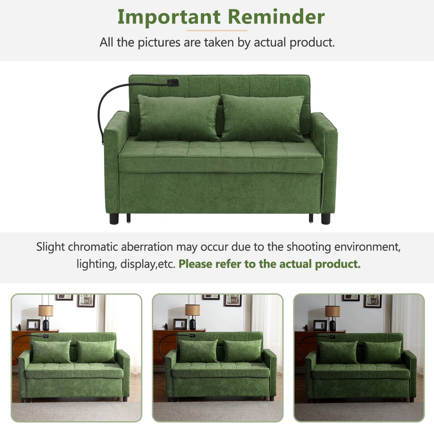 56.9'' Convertible Sleeper Sofa Bed Loveseat Sofa w/ Pull Out Bed & USB Ports