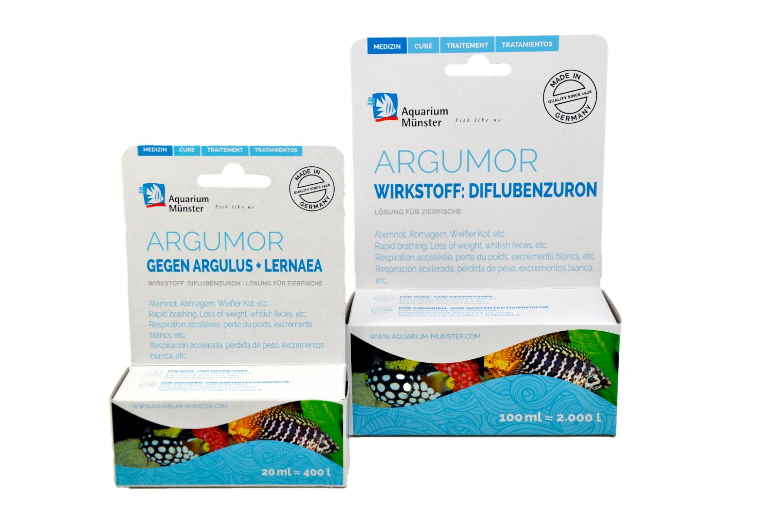 Aquarium Münster Argumor 100ml against skin, gills, ribbon, anchor worms etc.